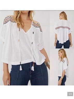 Free People Market Embroidered Tee